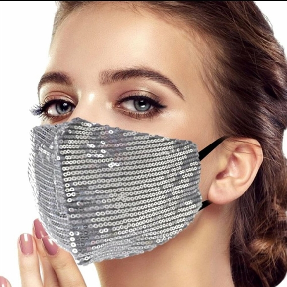 Accessories - Any 2 $15 Designer Silver Sequin Face mask